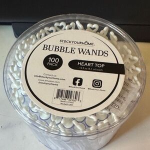 White Heart Top Bubble Wands - 100 Pack